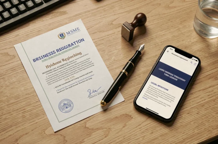 Documents officiels et informations légales d'une entreprise de coaching sportif à domicile disposés sur un bureau
